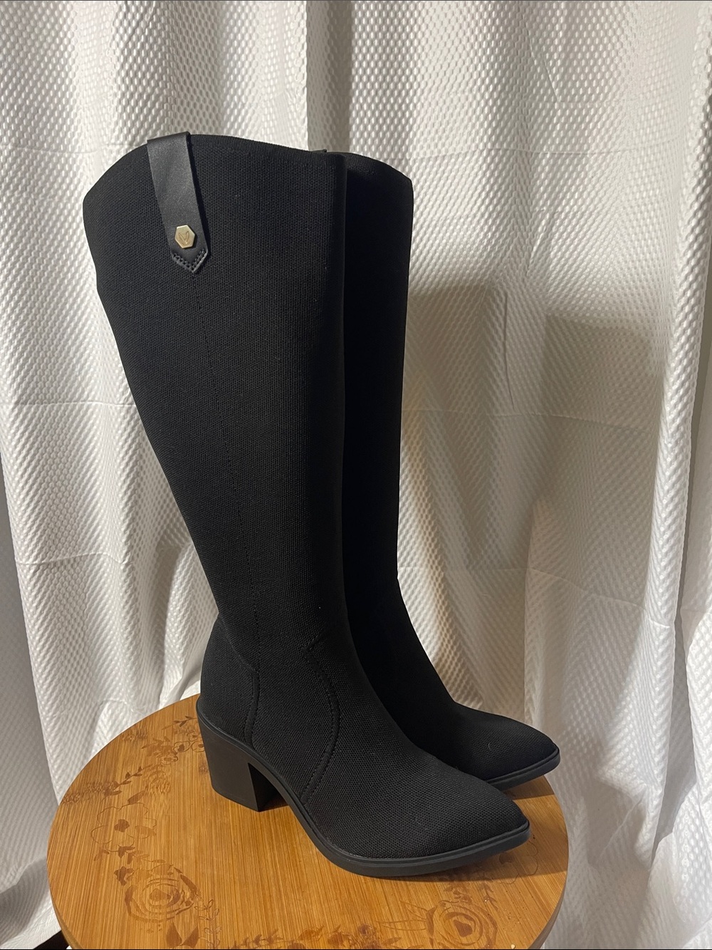 Vivaia Wynne Black Over-the-Knee Block Heel Boots Womens size 39.5 Wide